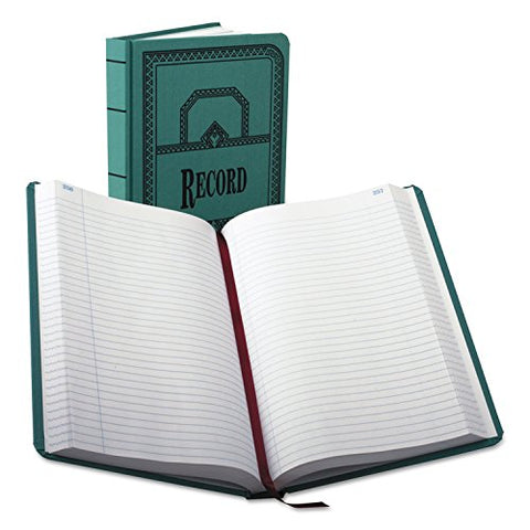 Boorum & Pease 66-500-R Record/Account Book, Record Rule, Green, 500 Pages, 12 1/8 x 7 5/8