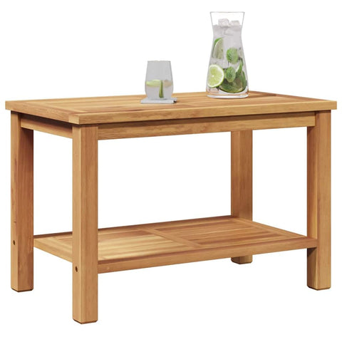 vidaXL Coffee Table Brown 70 x 40 x 45 cm Solid teak wood, Chill Alfresco Coffee Table, sleek outdoor furniture for relaxing, storage, minimalist vibe for your garden or patio