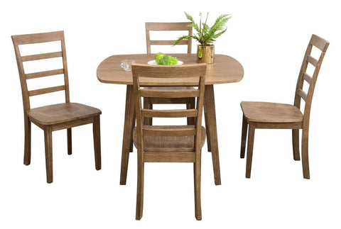 Boraam Boulder 5-Piece Dining Set-Barnwood Wire-Brush, Grey