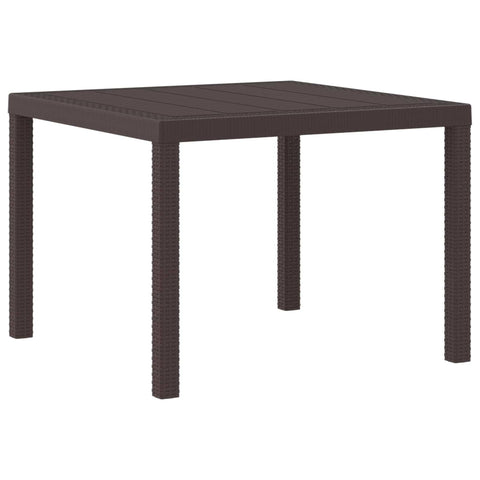 vidaXL Garden Table Brown 39.37 x 39.37 x 28.74 in Poly Rattan, Modern Garden Table, Rectangular, Durable Poly Rattan Dining Furniture for Outdoor Patio, Weather-Resistant Seating Area