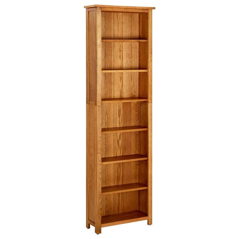 vidaXL 7-Tier Bookcase 23.6"x8.7"x78.7" Solid Oak Wood