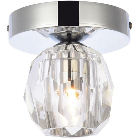 Elegant Lighting Contemporary Eren Flush Mount with 1 Light Ceiling Fixture for Living Room, Kitchen, Bedroom & Hallway, Chrome