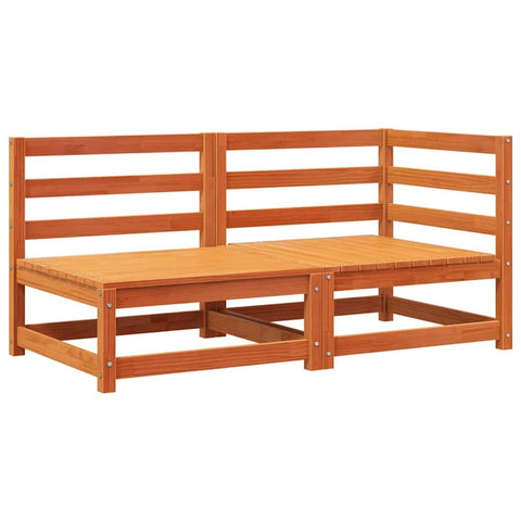 vidaXL Patio Sofa 2-Seater Accent Loveseat Couch Wax Brown Solid Pine Wood â€“ Outdoor Furniture for Garden, Terrace, Deck, Patio Lounge - 55.1"x27.6"x26.4"