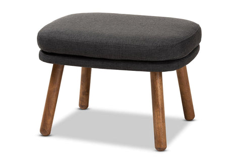 Baxton Studio Lovise Ottoman in Dark Grey and Walnut Brown