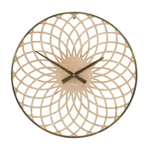 Melrose International Round Lattice Wood Wall Clock 23.75" D