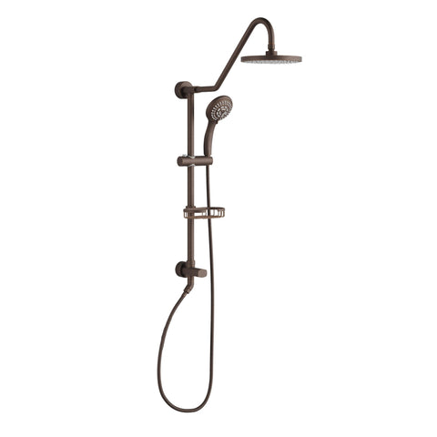 PULSE ShowerSpas Kauai III Oil-Rubbed Bronze Rain Shower Head with Handheld Spray - 1.8 GPM, 8" Showerhead, 5-Function HandShower, Adjustable Slide Bar - Shower Heads with Handheld Spray Combo
