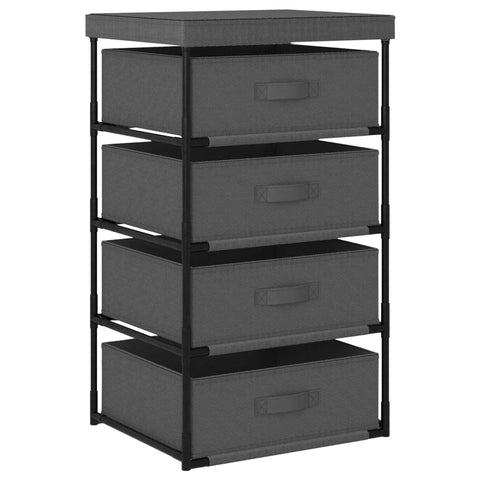 vidaXL Modern 4-Basket Storage Rack in Gray, Steel Construction with Fabric Baskets, Lightweight, User-friendly, Easy Maintenance, 6.83 Pounds