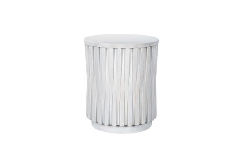 Hatteras Hi-Lo Vertical Slats Accent Table - Whitewash