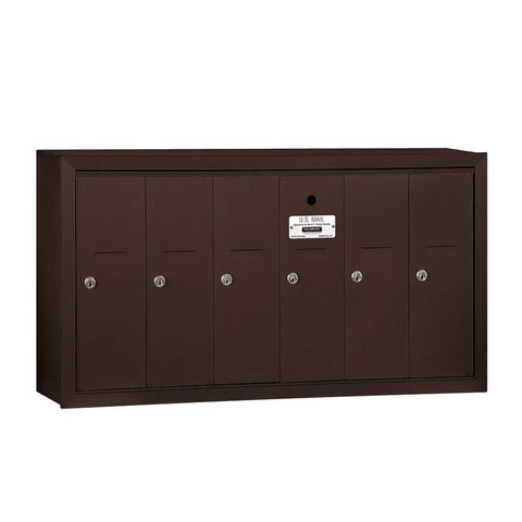 Salsbury Industries 3506ZSU Surface Mounted Vertical Mailbox with USPS Access and 6 Doors, Bronze