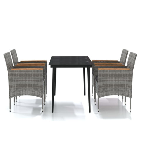 vidaXL Patio Dining Set 5 Piece with Cushions Garden Outdoor Lawn Yard Terrace Balcony Table and Chair Seat Seating Furniture Gray and Black