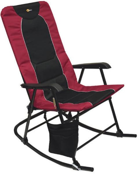 Faulkner 49596H Dakota Folding Rocking Chair – Burgundy/Black, Padded Seat & Backrest, Lightweight Steel Frame, Side Pouch, 300 lb Capacity, Foldable Outdoor Camping Chair
