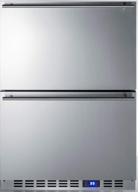 Summit 24” Two-Drawer Refrigerator, Outdoor 2-Drawer Refrigerator, 4.26 cu.ft. Capacity, Stainless Steel- SPR627OS2D