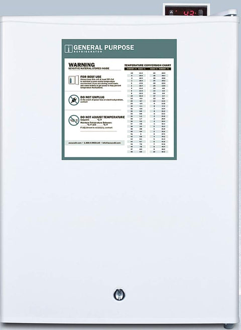 Summit Compact Refrigerator for General Purpose Use in Medical Facilities - White Mini Fridge- FF28LWHGP