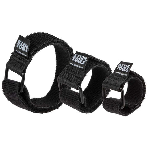 Klein Tools 450-600 Cable Organizer, Hook and Loop Cinch Strap Ties, Includes (2) 6-Inch, (2) 8-Inch, (2) 14-Inch Straps, Black
