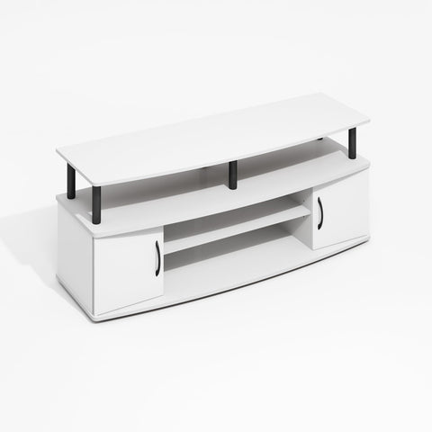 Furinno Jaya TV Stand, Entertainment Center, TV Console, for TV up to 55 Inch, with 2 Doors and Cable Management Holes, for Living Room, Bedroom, Plain White