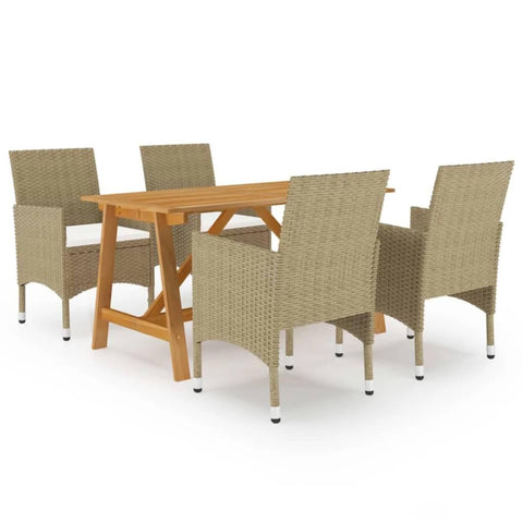 vidaXL Patio Dining Set 5 Piece Outdoor Garden Terrace Yard Patio Table and Chair Seating Seat Sitting Chair Dining Set Furniture Beige