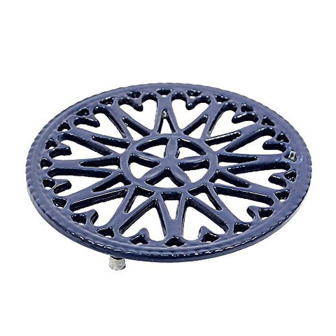 Minuteman International C-33BL Sunburst, woodstove Tabletop cast Iron Trivet, 7" Diameter, Blue
