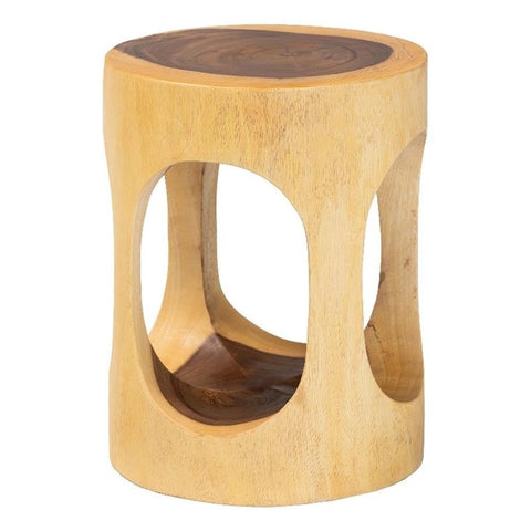 bali & pari Kaseko Hand-Carved Suar Wood Side Table Sculptural Accent Table