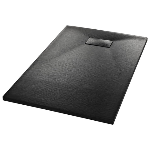 vidaXL SMC Shower Base Tray - Black, Modern Style, 39.4" x 31.5" - Low-Threshold, Skid, Scratch & Stain, Reinforced for Durability
