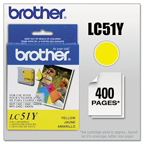 Brother Innobella LC51Y Ink Cartridge, 400 Page Yield, Yellow