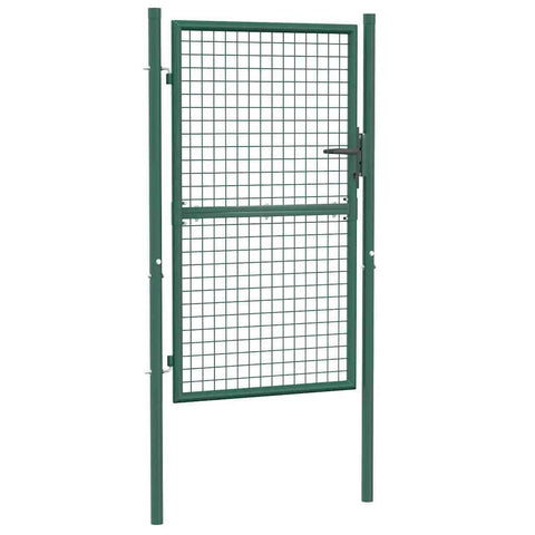 vidaXL Wire Mesh Fence Gate, Garden Gate for Entryway, Patio, Yard, Heavy-Duty Steel, Easy In-Ground Installation, Anti-Rust, Lockable, 3.28ft W x 4.92ft H Green