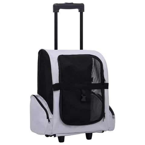 vidaXL Foldable Multipurpose Pet Trolley Carrier Bag in Gray - Ventilated and Collapsible Pet Backpack/Handbag for Small Pets