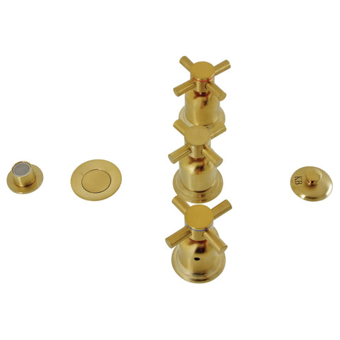 Kingston Brass KB6327DX Concord Three-Handle Bidet Faucet, 8" (L) x 2-1/8 (W), Brushed Brass