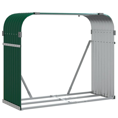 vidaXL Log Holder, Patio Deck Firewood Rack Wood Storage, Log Holder for Outdoor Indoor Fireplace, Green 47.2"x17.7"x39.4" Galvanized Steel