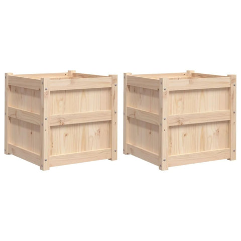 vidaXL Garden Planters - Decorative Outdoor Herb Plant Pots 2 Pcs - Solid Pine Wood - 19.7" Square Planters for Gardens, Balconies or Patios