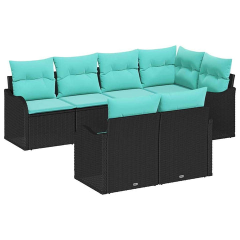 vidaXL Garden Sofa Set Black Poly Rattan, Modular Sofa Set for Garden & Terrace, Stylish Outdoor Furniture, UV-Resistant, Lightweight, Perfect for Relaxing