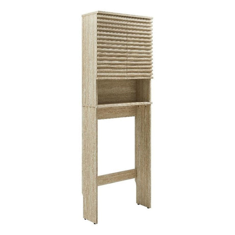 Modway Render Faux Travertine Over the Toilet Storage Cabinet in Travertine - Modern Bathroom Organizer with 2 Soft-Close Doors - Linen Wall Cabinet with Shelves for Above Toilet Storage