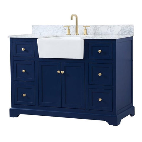 Elegant Decor Franklin 48" Aluminum MDF Single Bathroom Vanity in Blue