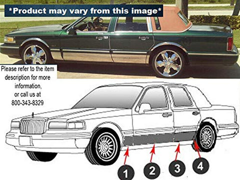 TOWN CAR 1991-1994 LINCOLN (12 Pc: SS Rocker Panel Body Accent Trim, 7.75" wide - Full Kit: Bottom of the molding to the bottom of the door - between wheels ONLY, 4-door) TH33682:QAA