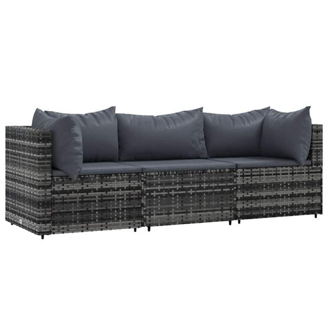 vidaXL Poly Rattan Patio Lounge Set - Elegant 4-Piece Gray Garden Furniture with Powder-Coated Steel Frame & Comfortable Padded Cushions, Weather- and Easy to Assemble