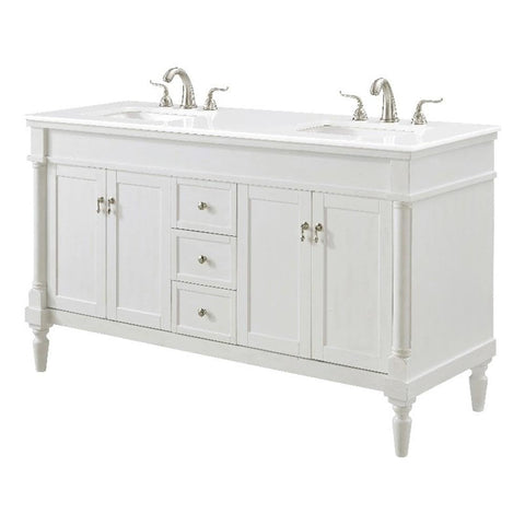 Elegant Kitchen and Bath Lexington 60" Solid Wood Bathroom Vanity in White