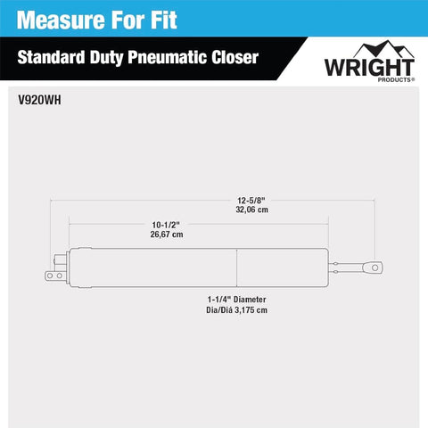 Wright Products - Standard Duty Pneumatic Screen and Storm Door Closer, White