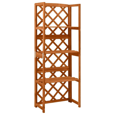 vidaXL Solid Fir Wood Trellis with 3-Shelves, Outdoor Gardening Plant Stand with Climbing Support, 21.6"x11.8"x55.1" - Brown
