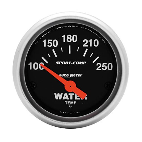Auto Meter 3337 Sport-Comp Electric Water Temperature Gauge, Regular, 2.3125 in.