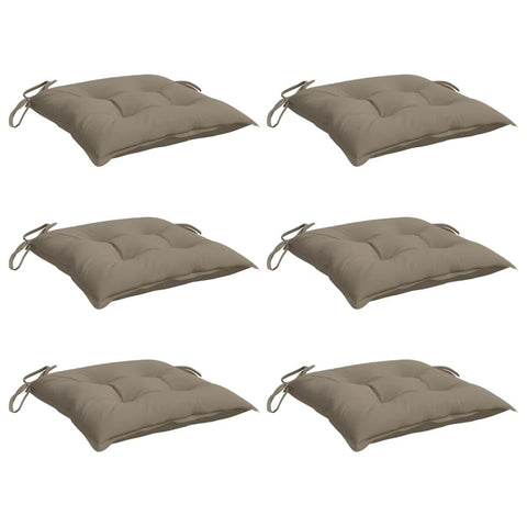 vidaXL Chair Cushions - Set of 6, Taupe 15.7"x15.7"x2.8", Oxford Fabric, Water-, Indoors/Outdoors, with Ties