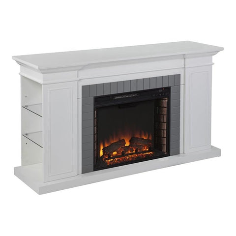 SEI Furniture Rylana Bookcase Electric Fireplace, White