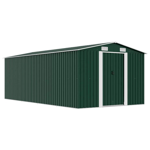 vidaXL Outdoor Storage Shed, Garden Shed, Metal Storage Shed, Backyard Shed for Patio Lawn Porch Bicycles Gardening Tools Lawn Mowers, Green
