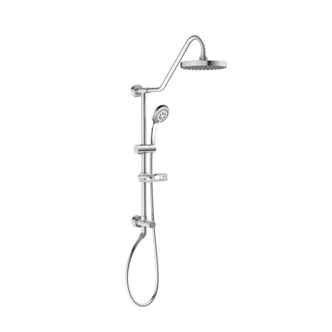PULSE ShowerSpas Kauai III Polished Chrome Rain Shower Head with Handheld Spray - 1.8 GPM, 8" Showerhead, 5-Function HandShower, Adjustable Slide Bar - Shower Heads with Handheld Spray Combo