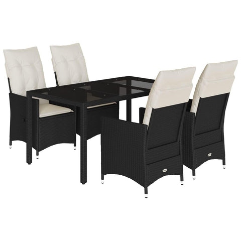 vidaXL 4 Seater Garden Dining Set with Cushions in Black Poly Rattan for Outdoor Use Stylish Modern Furniture Patios and Backyards Patio Table Chairs