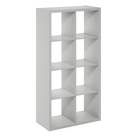 Oakestry Cubicle Open Back Decorative Cube Storage Organizer 8 Cube Wooden Shelving Unit Freestanding Display Shelf Modern Home Office Furniture (Light Grey)