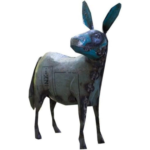 Oakestry Reclaimed Metal Donkey Sculpture Multicolored Handmade Rustic Farmhouse Garden Decor Indoor Outdoor Recycled Art Figurine One Size Eco Friendly Whimsical Animal Statue for Home Display