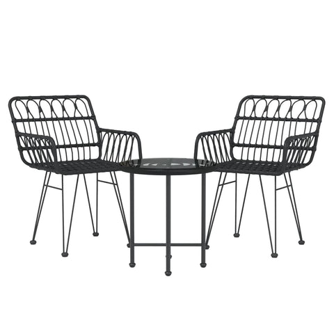 vidaXL Garden Dining Set Black Poly Rattan, Steel, Tempered Glass Standard