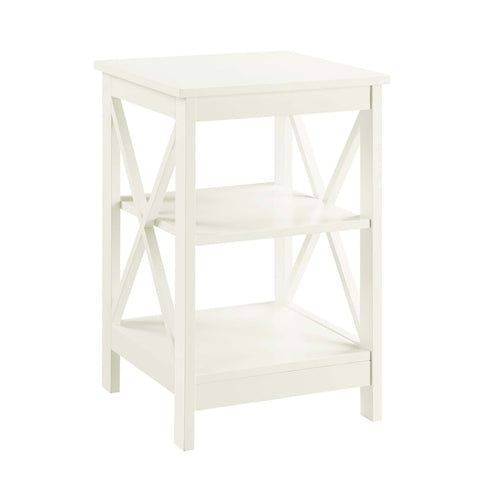 Convenience Concepts Oxford End Table 15.75" - Modern Living Room Table with Storage Shelves, Transitional Nightstand Side Table for Home Decor and Display, Ivory