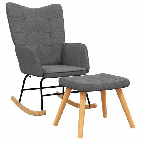 vidaXL Contemporary Fabric Rocking Chair with Stool - Modern Dark Gray Seating Solution for Living Room, Lounge, and Bedroom, 328019