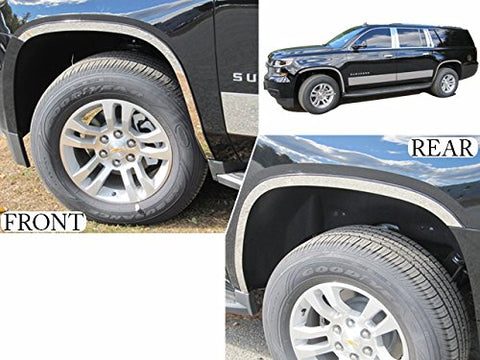 QAA is Compatible with 2015-2020 Chevrolet Suburban 4 Piece Stainless Wheel Well Accent Trim, 1.5" Width WQ55198
