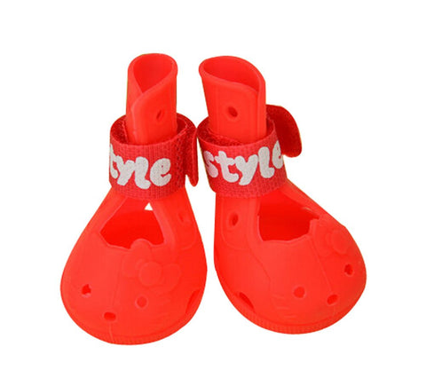 PANDA SUPERSTORE 4 Pcs Cute Breathable Pet Dog Puppy Shoes Boots Dog Sandals RED, NO.3